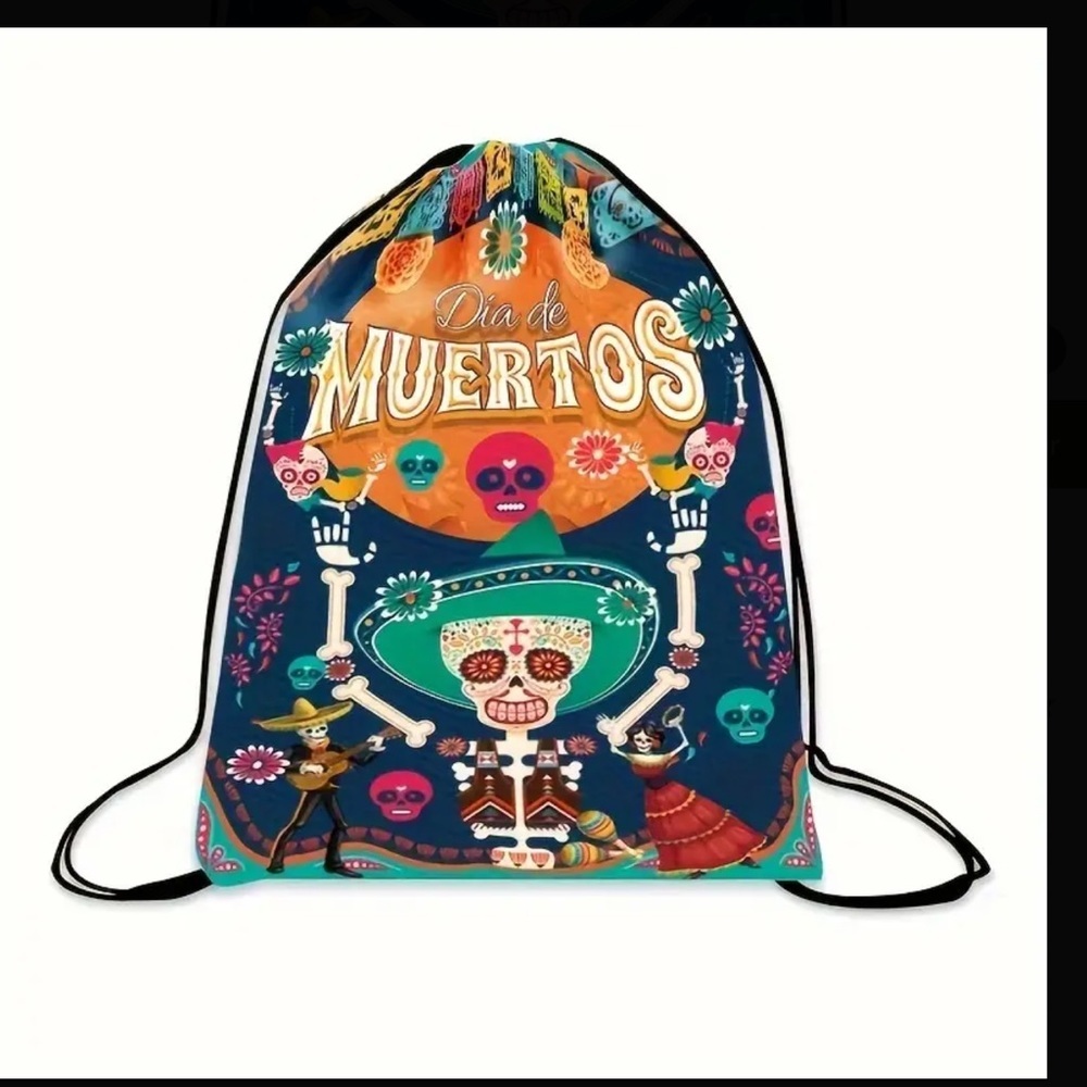 Dia De Muertos Sugar Skull Drawstring Backpack 3 pack
